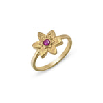 Petal Star of David Ring in 18K Gold Vermeil with pink sapphire – front angle