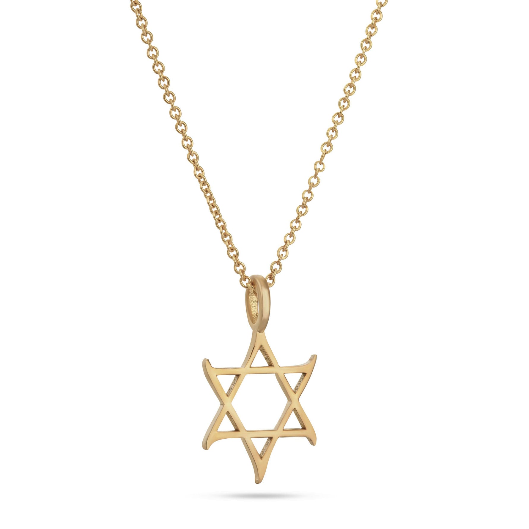 Curved Star of David Necklace in 18K Gold Vermeil – front view