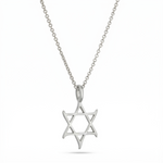 Curved Star of David Necklace in Silver – front view