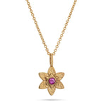 Petal Star of David Necklace in 18K Gold Vermeil with pink sapphire – front view
