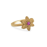 Petal Star of David Ring in 18K Gold Vermeil with pink sapphire – angled view
