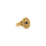 Studio shot of Window to the Soul Ring, showing front profile with central design
