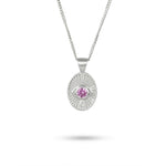 Divine Eye necklace in 925 Sterling Silver with a natural faceted pink sapphire centerpiece.