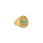 Studio shot of Divine Eye Ring with turquoise stone, front angle