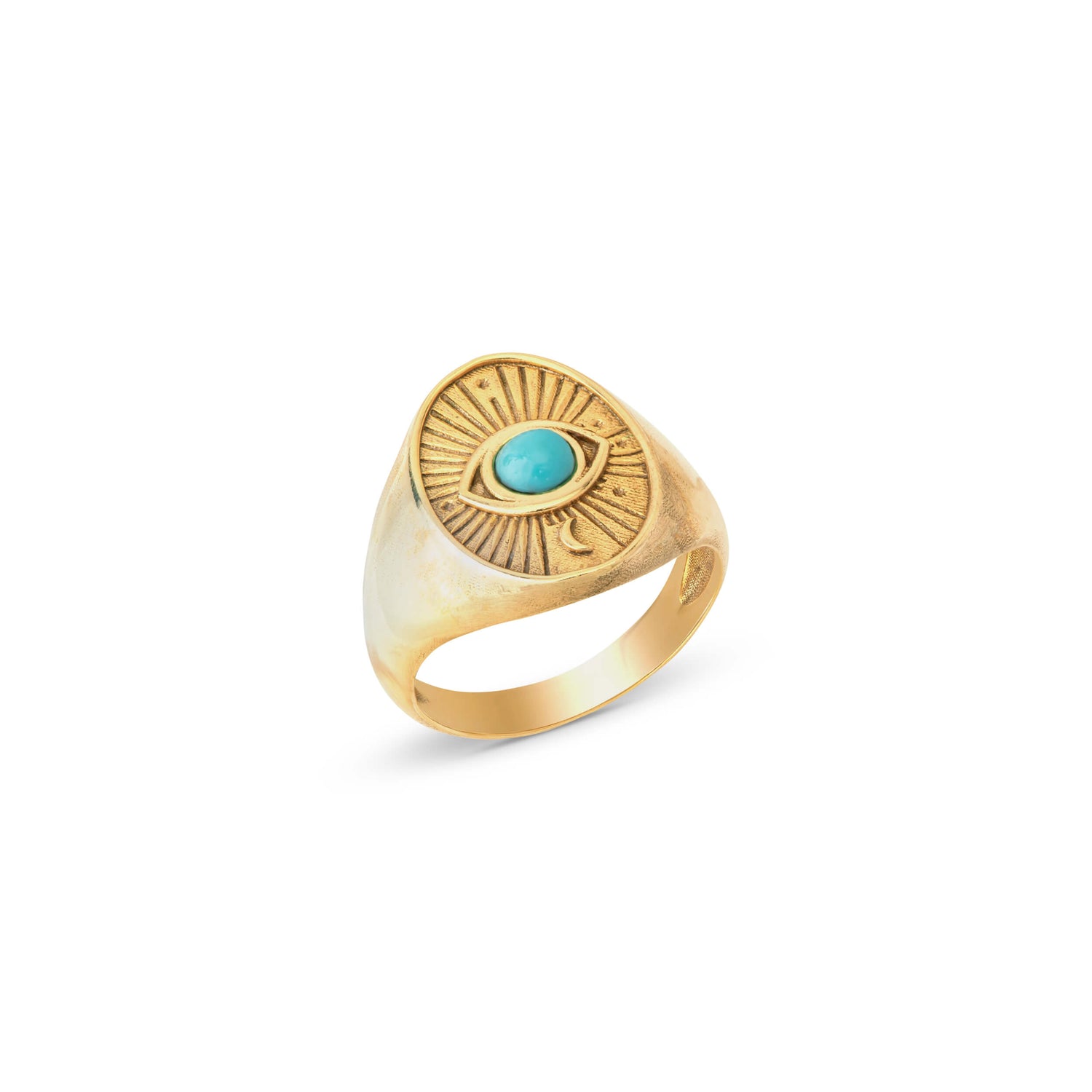 Studio shot of Divine Eye Ring showing side curve and setting