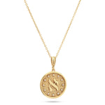 Hebrew letter Aleph pendant front view 14k gold