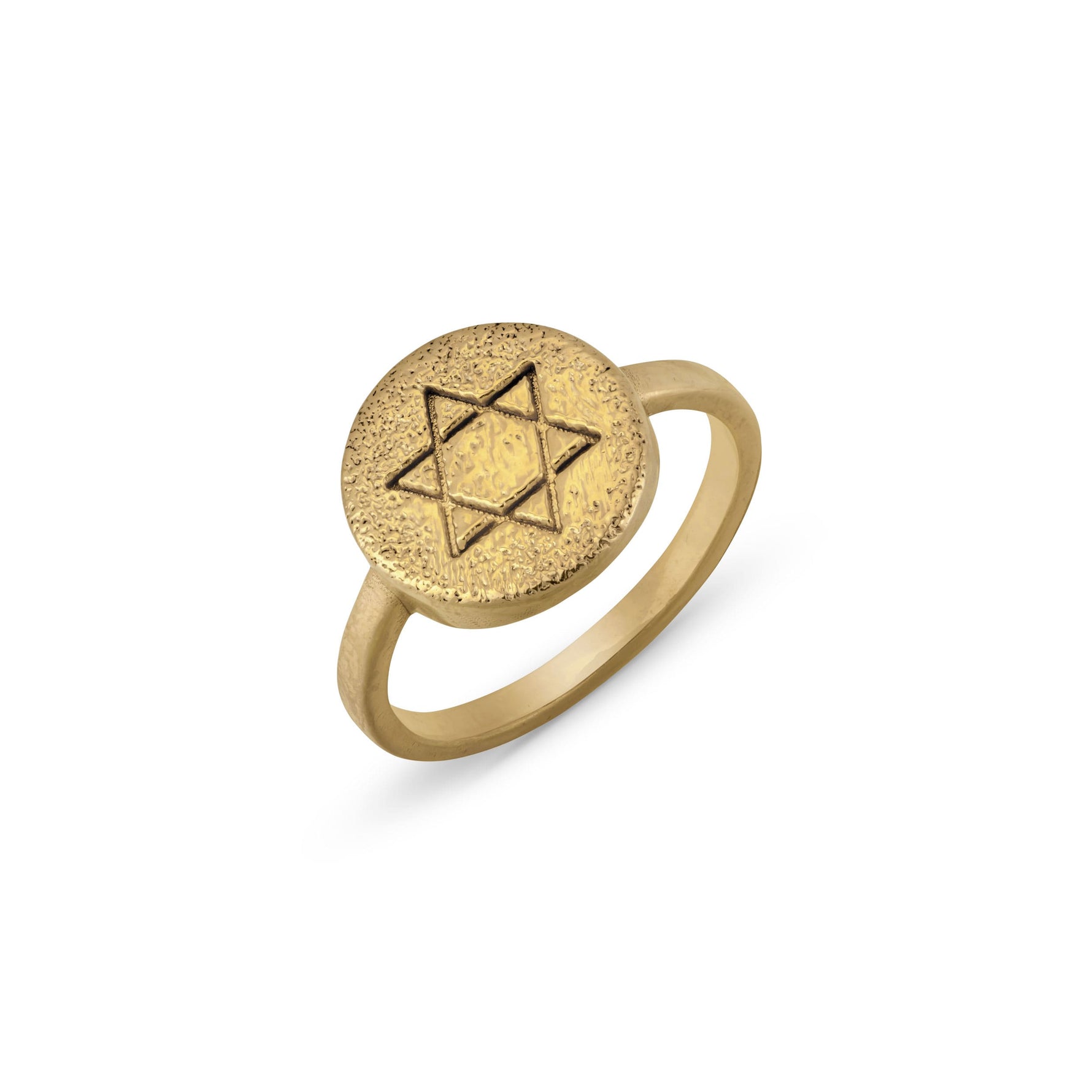 Classic Star of David ring in 18K gold vermeil on clean white background.