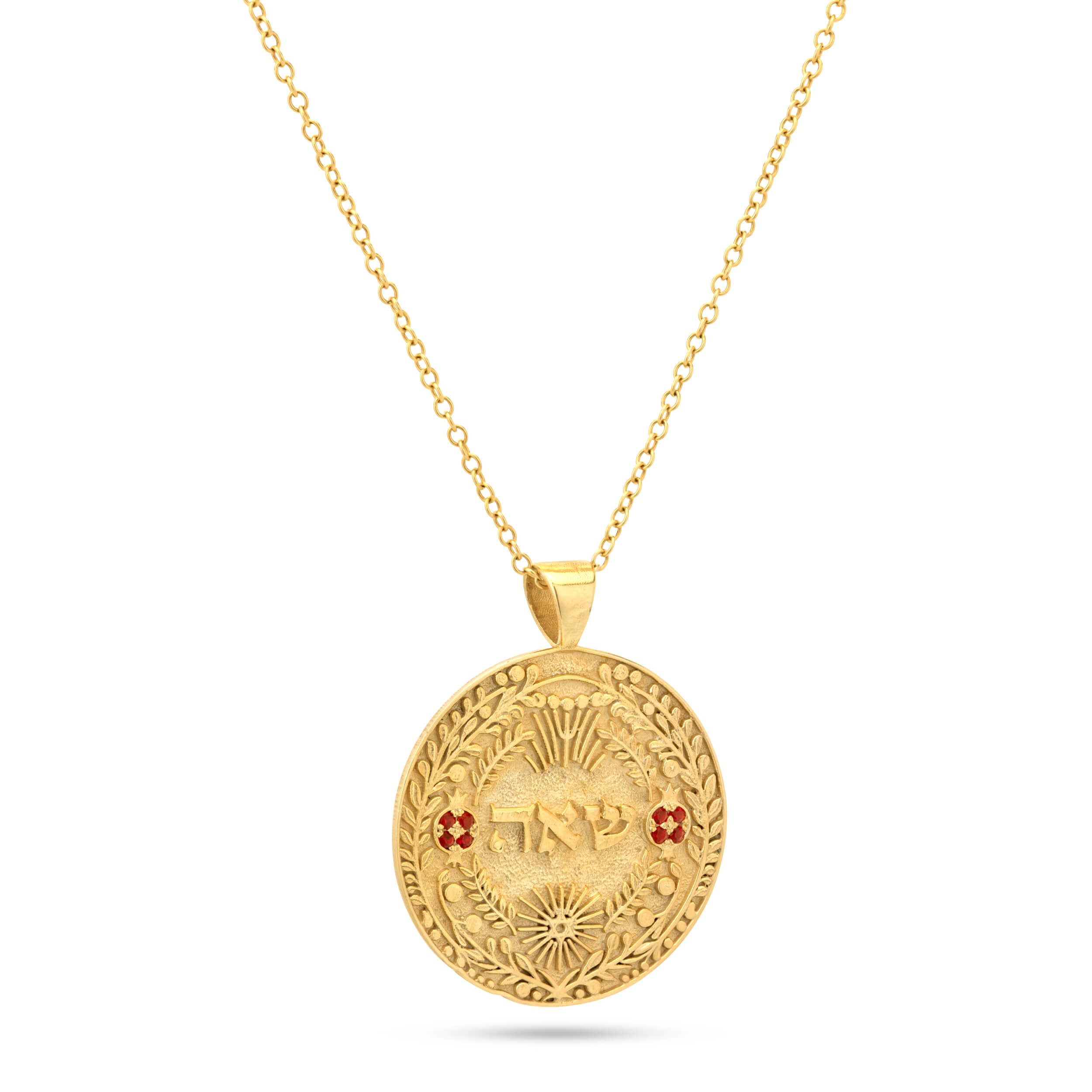 Shin Aleph Hey (שאה) Pendant Necklace in 14k Gold | Sages & Souls