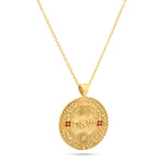 Shin Aleph Hey pendant front view on white background