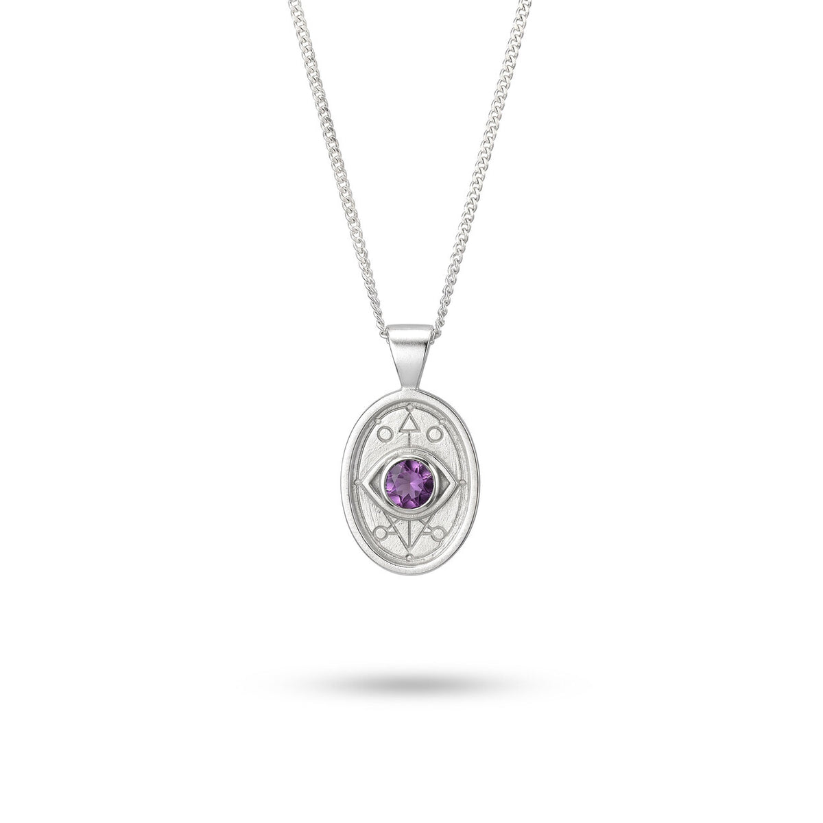 Wisdom and Sefirot necklace in 925 Sterling Silver with a natural faceted pink/purple sapphire.