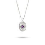 Wisdom and Sefirot necklace in 925 Sterling Silver with a natural faceted pink/purple sapphire.