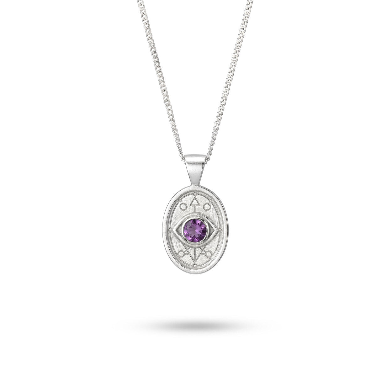 Wisdom and Sefirot necklace in 925 Sterling Silver with a natural faceted pink/purple sapphire.